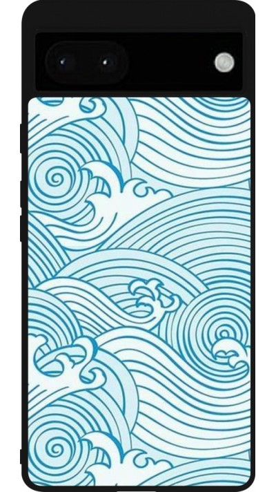 Google Pixel 6a Case Hülle - Silikon schwarz Ocean Waves