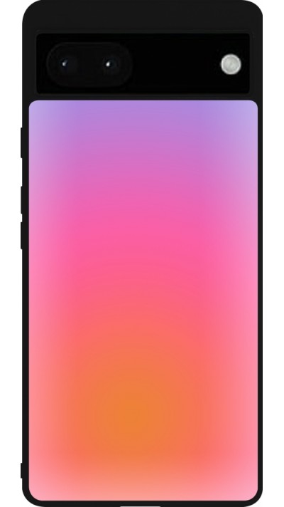 Coque Google Pixel 6a - Silicone rigide noir Orange Pink Blue Gradient