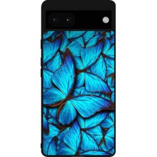 Google Pixel 6a Case Hülle - Silikon schwarz Papillon bleu