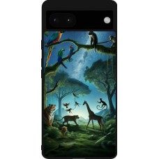 Coque Google Pixel 6a - Silicone rigide noir Paradis des animaux exotiques