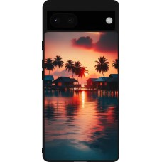 Coque Google Pixel 6a - Silicone rigide noir Paradis Maldives