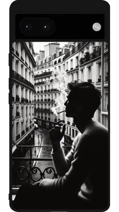 Coque Google Pixel 6a - Silicone rigide noir Parisian Smoker