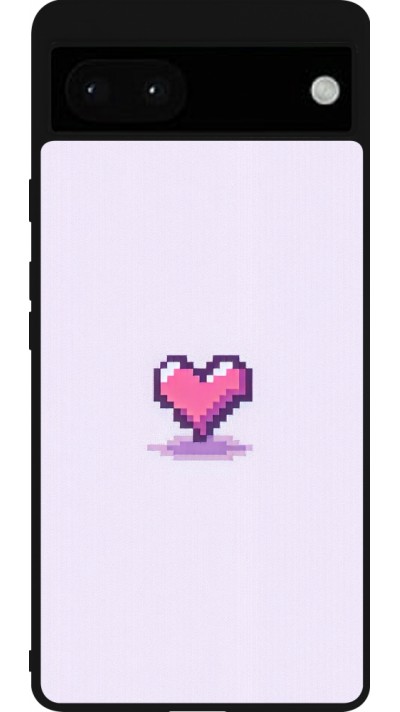 Google Pixel 6a Case Hülle - Silikon schwarz Pixel Herz Hellviolett
