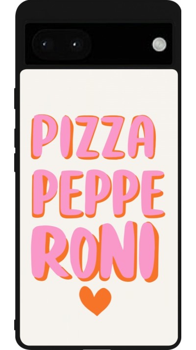 Google Pixel 6a Case Hülle - Silikon schwarz Pizza pepperoni 2026