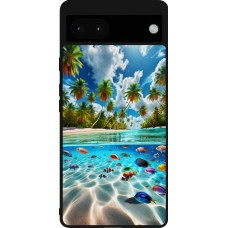 Coque Google Pixel 6a - Silicone rigide noir Plage Paradis