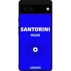 Coque Google Pixel 6a - Silicone rigide noir Pop Summer Destination Santorini