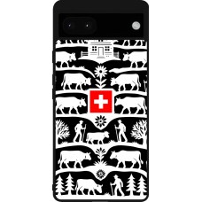Coque Google Pixel 6a - Silicone rigide noir Poya Suisse 3 noir