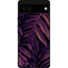 Coque Google Pixel 6a - Silicone rigide noir Purple Light Leaves