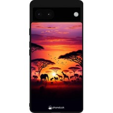 Coque Google Pixel 6a - Silicone rigide noir Safari sunset wildlife