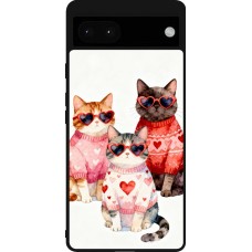 Coque Google Pixel 6a - Silicone rigide noir Saint Valentines Day 26 Cat Love