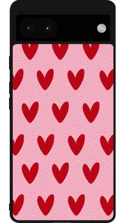 Coque Google Pixel 6a - Silicone rigide noir Saint Valentines Day 26 Pattern heart