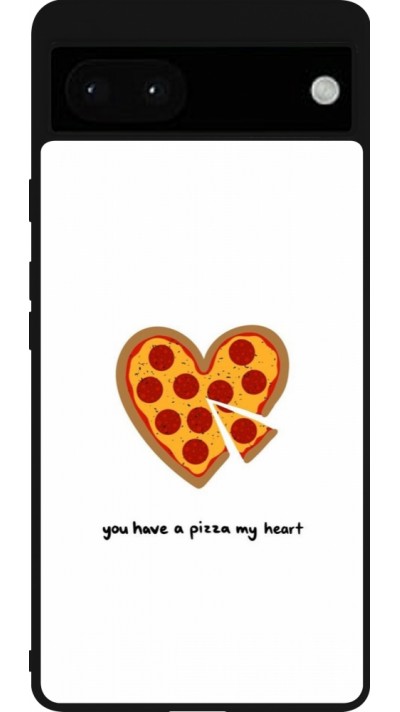 Coque Google Pixel 6a - Silicone rigide noir Saint Valentines Day 26 You have my pizza heart