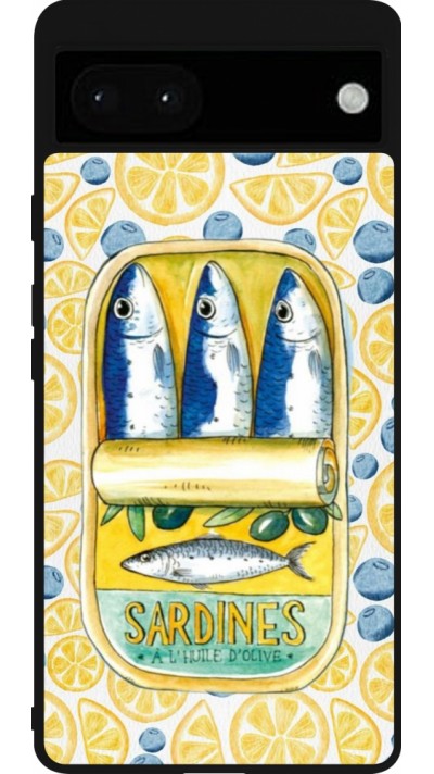 Google Pixel 6a Case Hülle - Silikon schwarz Sardines in oil 2026