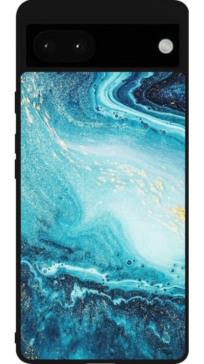 Google Pixel 6a Case Hülle - Silikon schwarz Sea Foam Blue