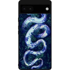 Coque Google Pixel 6a - Silicone rigide noir Serpent Blue Anaconda