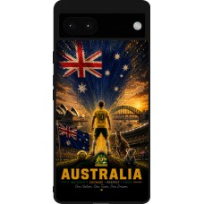 Coque Google Pixel 6a - Silicone rigide noir Football Australie splash 2026