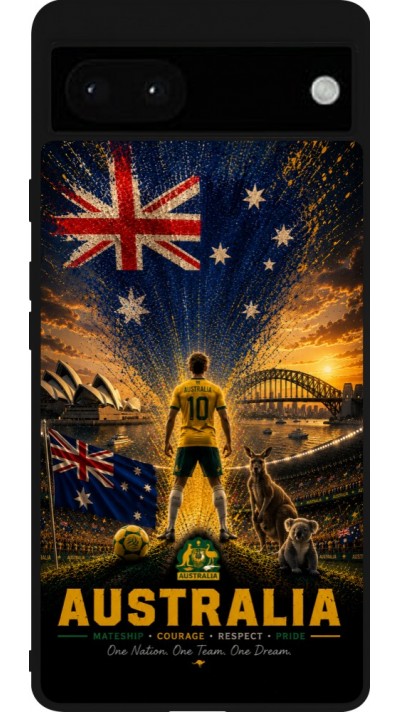 Google Pixel 6a Case Hülle - Silikon schwarz Fussball Australien splash 2026