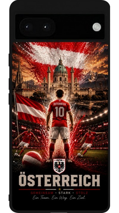 Google Pixel 6a Case Hülle - Silikon schwarz Fussball Österreich splash 2026