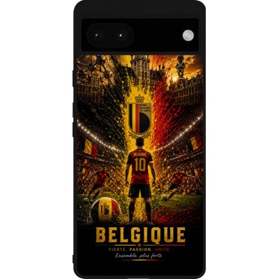 Coque Google Pixel 6a - Silicone rigide noir Football Belgique splash 2026