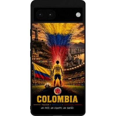 Coque Google Pixel 6a - Silicone rigide noir Football Colombie splash 2026