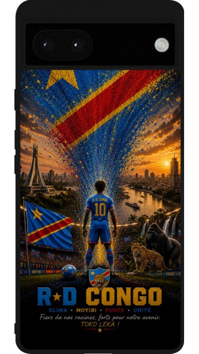 Google Pixel 6a Case Hülle - Silikon schwarz Fussball Demokratische Republik Kongo splash 2026