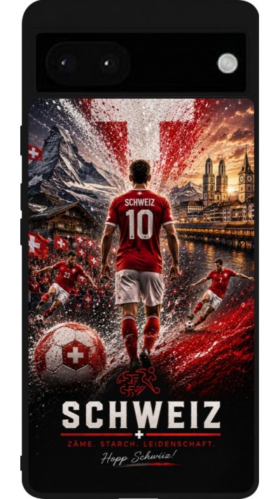 Google Pixel 6a Case Hülle - Silikon schwarz Fussball Schweiz splash 2026