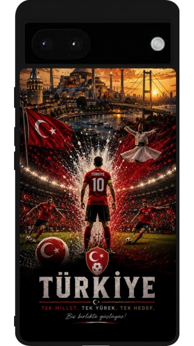 Google Pixel 6a Case Hülle - Silikon schwarz Fussball Türkei splash 2026