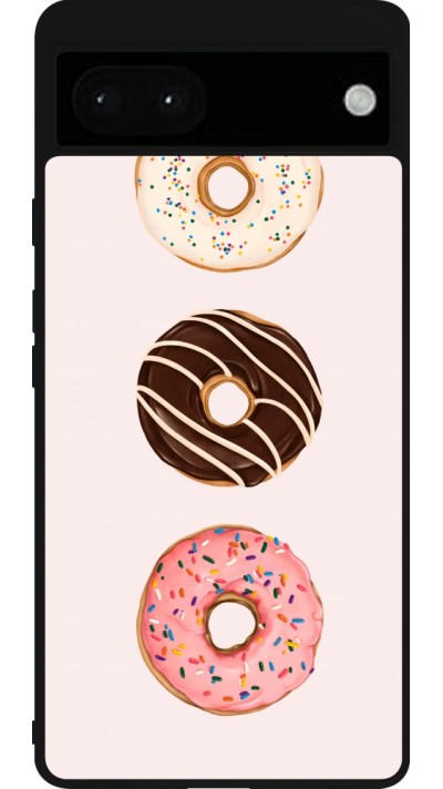 Google Pixel 6a Case Hülle - Silikon schwarz Spring 23 donuts