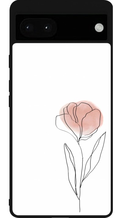 Google Pixel 6a Case Hülle - Silikon schwarz Spring 23 minimalist flower