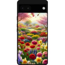 Coque Google Pixel 6a - Silicone rigide noir Spring 25 Bouquet printemps