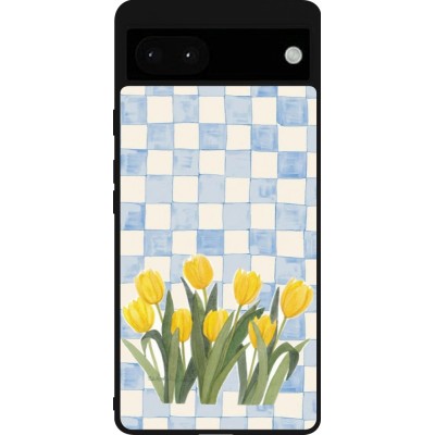 Google Pixel 6a Case Hülle - Silikon schwarz Blue vichy tulips Spring 2026