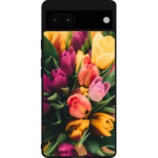 Google Pixel 6a Case Hülle - Silikon schwarz Bouquet of tulips Spring 2026