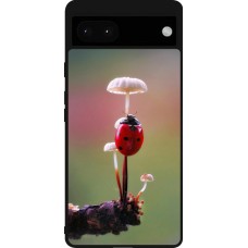 Google Pixel 6a Case Hülle - Silikon schwarz Ladybird on a mushroom Spring 2026