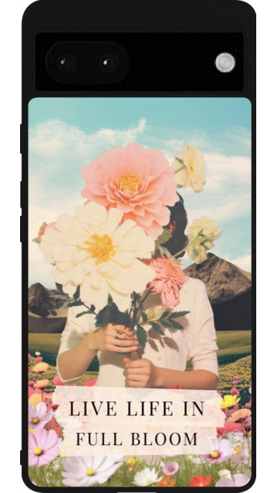 Google Pixel 6a Case Hülle - Silikon schwarz Live life in full moon Spring 2026