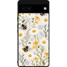 Google Pixel 6a Case Hülle - Silikon schwarz Pattern bees Spring 2026