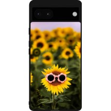 Google Pixel 6a Case Hülle - Silikon schwarz Sunflower with glasses Spring 2026