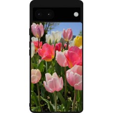 Google Pixel 6a Case Hülle - Silikon schwarz Tulips Spring 2026
