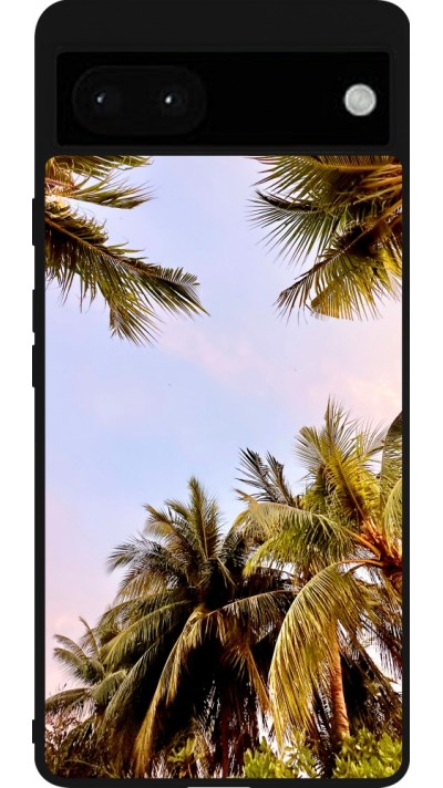 Coque Google Pixel 6a - Silicone rigide noir Summer 2023 palm tree vibe