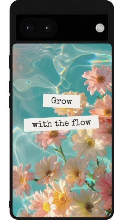 Coque Google Pixel 6a - Silicone rigide noir Summer 2025 Grow with the flow