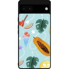 Coque Google Pixel 6a - Silicone rigide noir Summer 2025 Pattern papaya