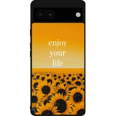 Google Pixel 6a Case Hülle - Silikon schwarz Summer 2026 Enjoy your life