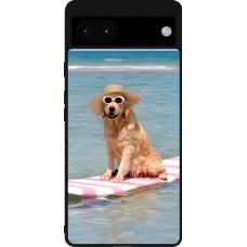 Google Pixel 6a Case Hülle - Silikon schwarz Summer Dog on Paddle