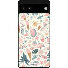 Google Pixel 6a Case Hülle - Silikon schwarz Sommer Pink Muster