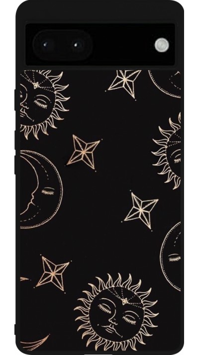 Google Pixel 6a Case Hülle - Silikon schwarz Suns and Moons