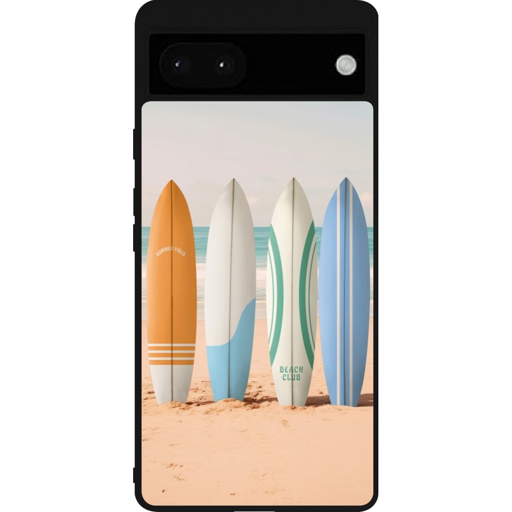 Google Pixel 6a Case Hülle - Silikon schwarz Summer surfboard 2025