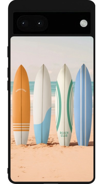 Google Pixel 6a Case Hülle - Silikon schwarz Summer surfboard 2025