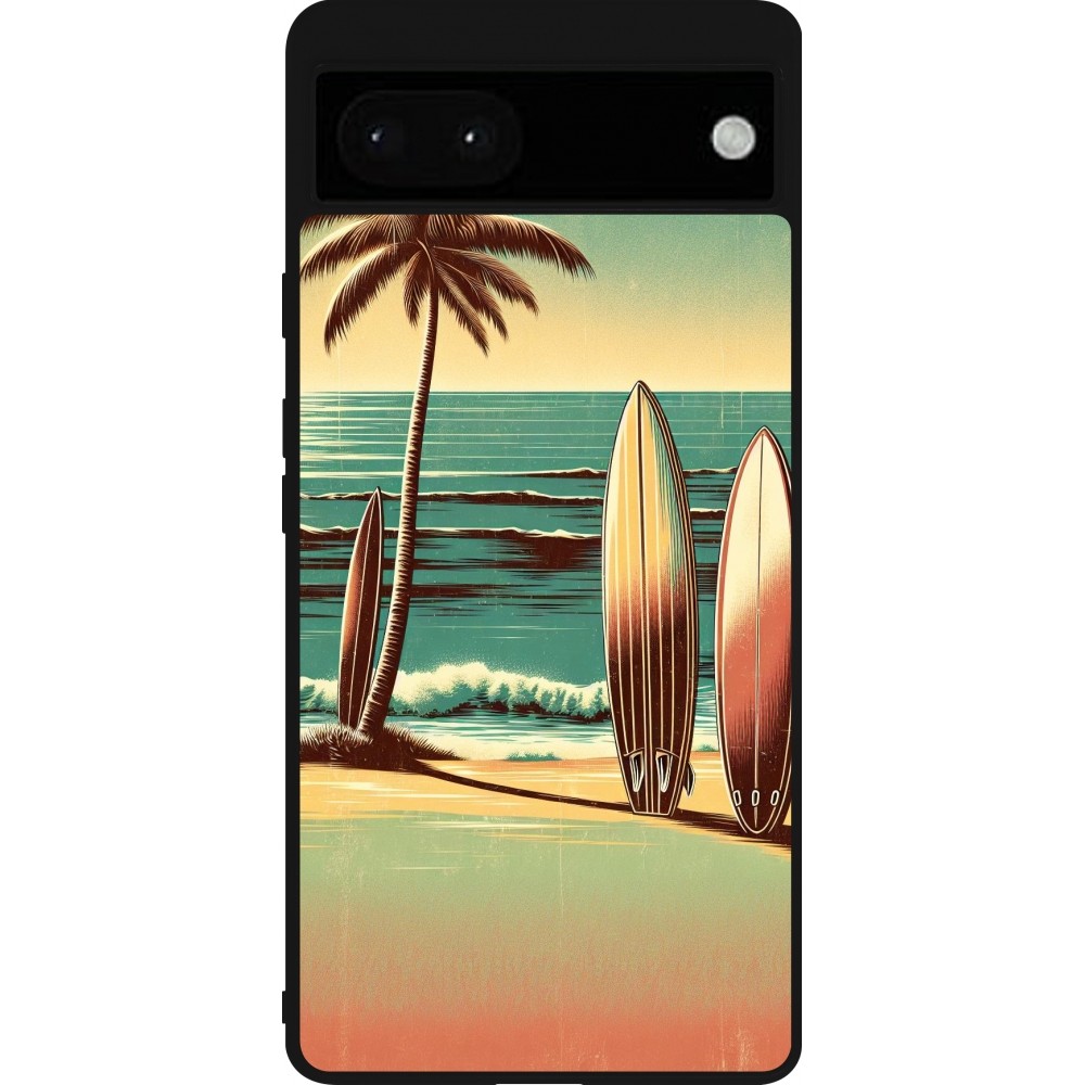 Google Pixel 6a Case Hülle - Silikon schwarz Surf Paradise
