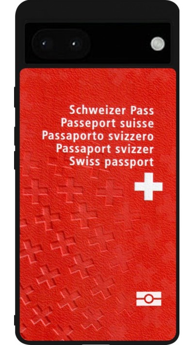 Coque Google Pixel 6a - Silicone rigide noir Swiss Passport