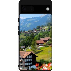 Coque Google Pixel 6a - Silicone rigide noir Fête Nationale Suisse Paysage