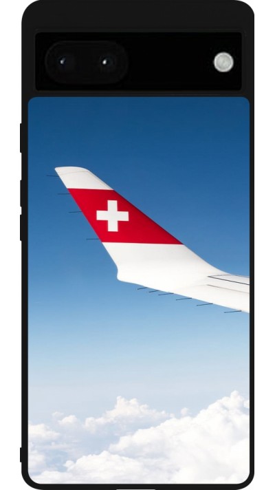 Coque Google Pixel 6a - Silicone rigide noir Fête Nationale Suisse Sky Swiss Flag